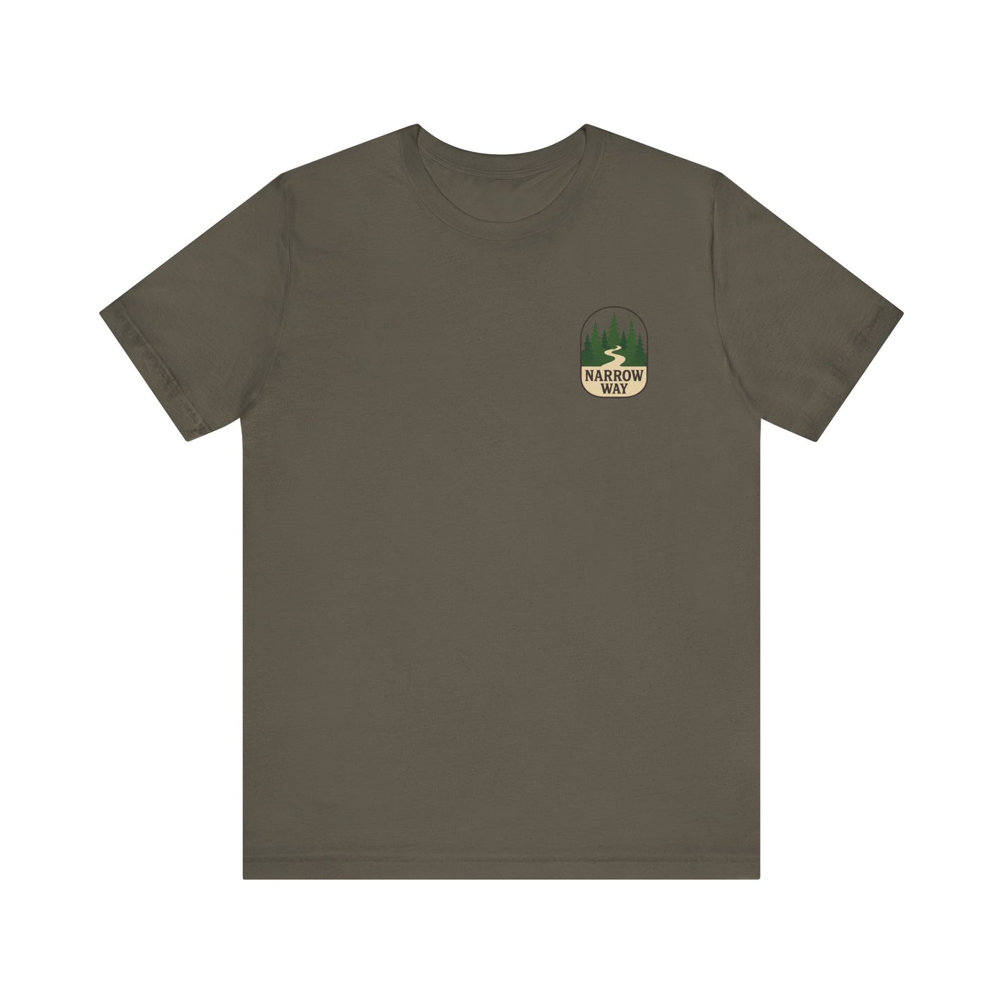 Mathew 7:13-14 KJV Unisex Tee, Eco-Friendly Graphic Shirt, Casual Outdoor Wear, Gift for Nature Lovers, Camping Outfit