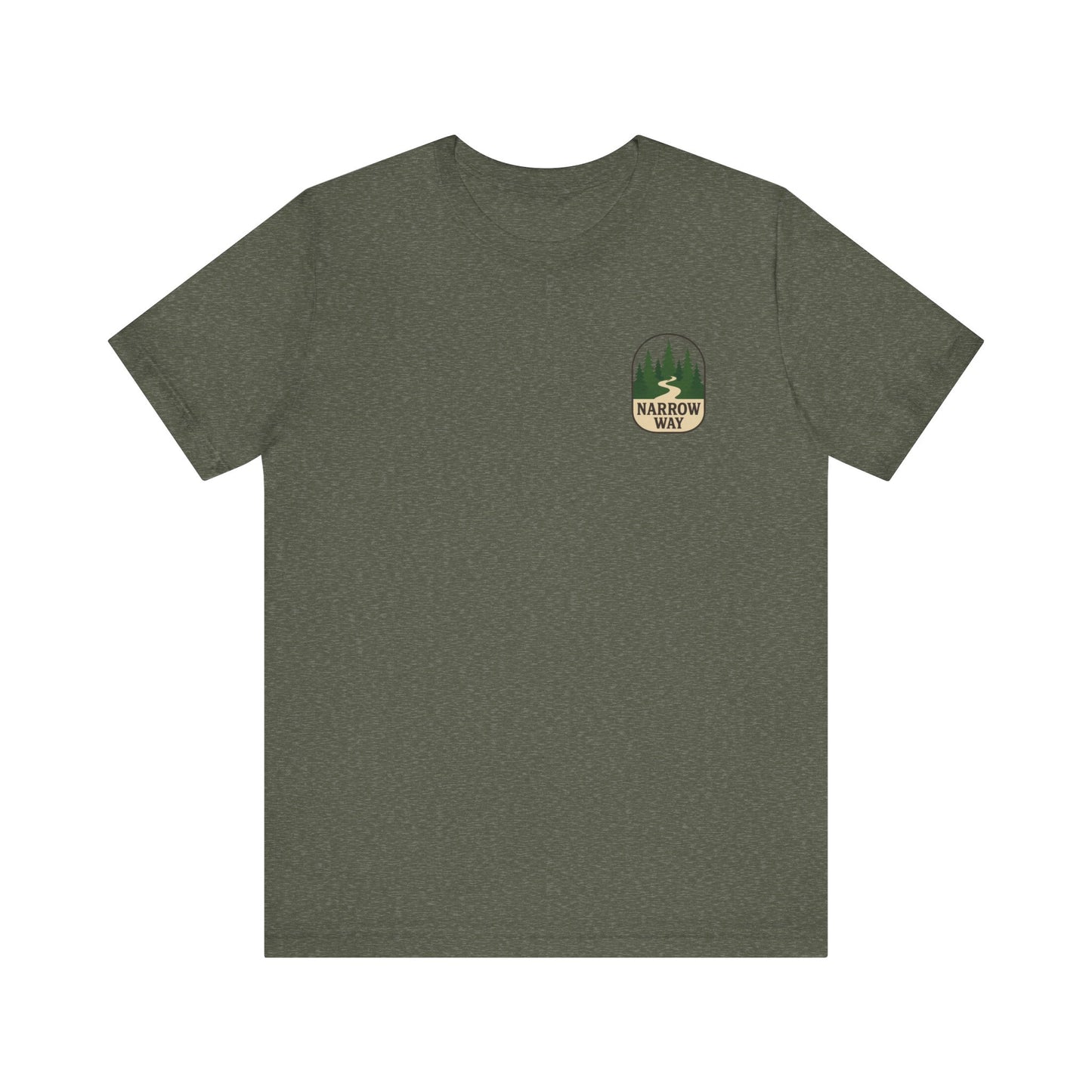 Mathew 7:13-14 KJV Unisex Tee, Eco-Friendly Graphic Shirt, Casual Outdoor Wear, Gift for Nature Lovers, Camping Outfit