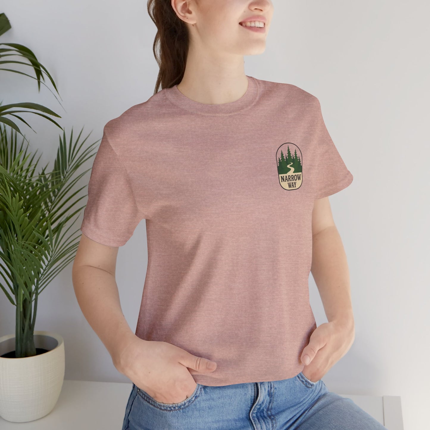 Mathew 7:13-14 KJV Unisex Tee, Eco-Friendly Graphic Shirt, Casual Outdoor Wear, Gift for Nature Lovers, Camping Outfit