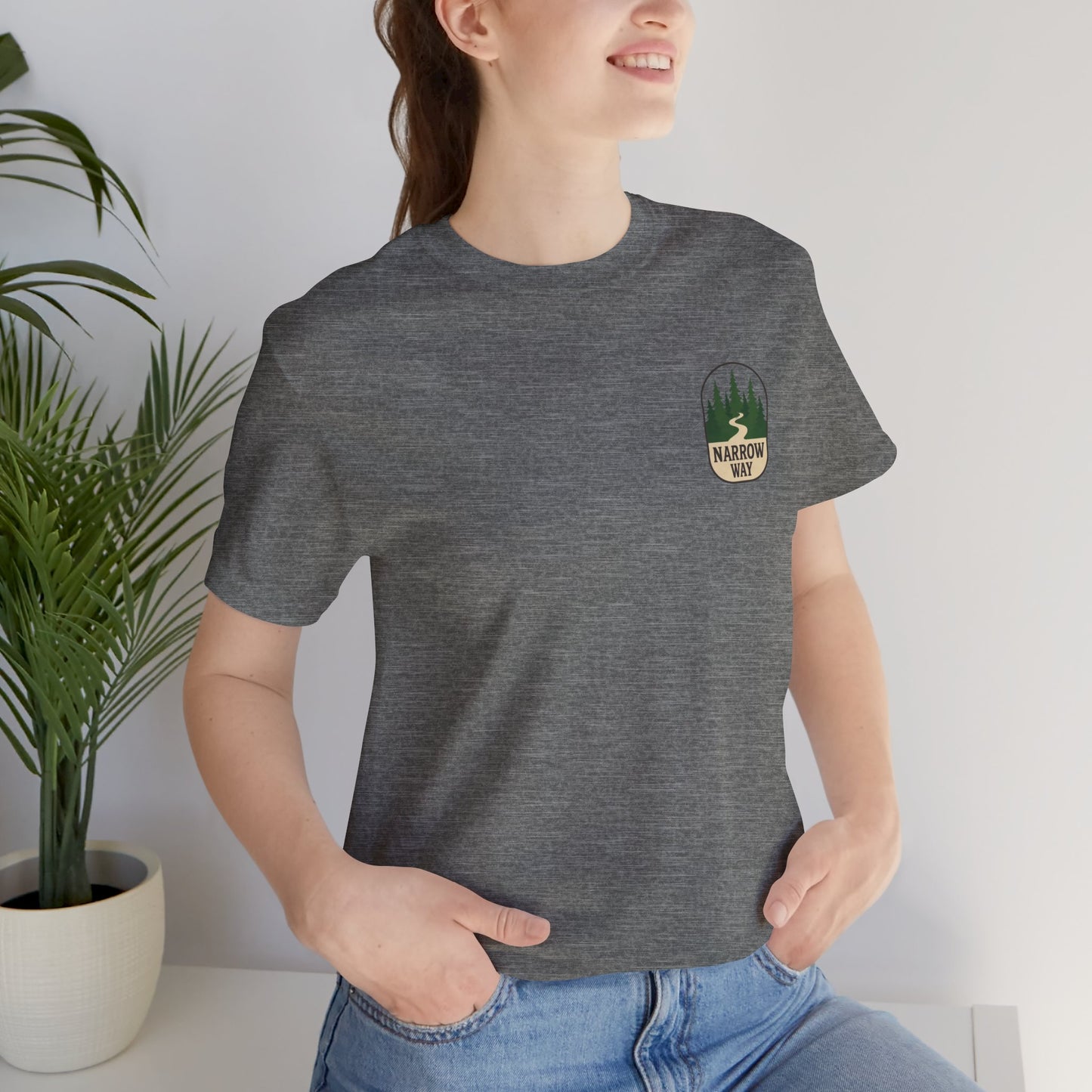 Mathew 7:13-14 KJV Unisex Tee, Eco-Friendly Graphic Shirt, Casual Outdoor Wear, Gift for Nature Lovers, Camping Outfit