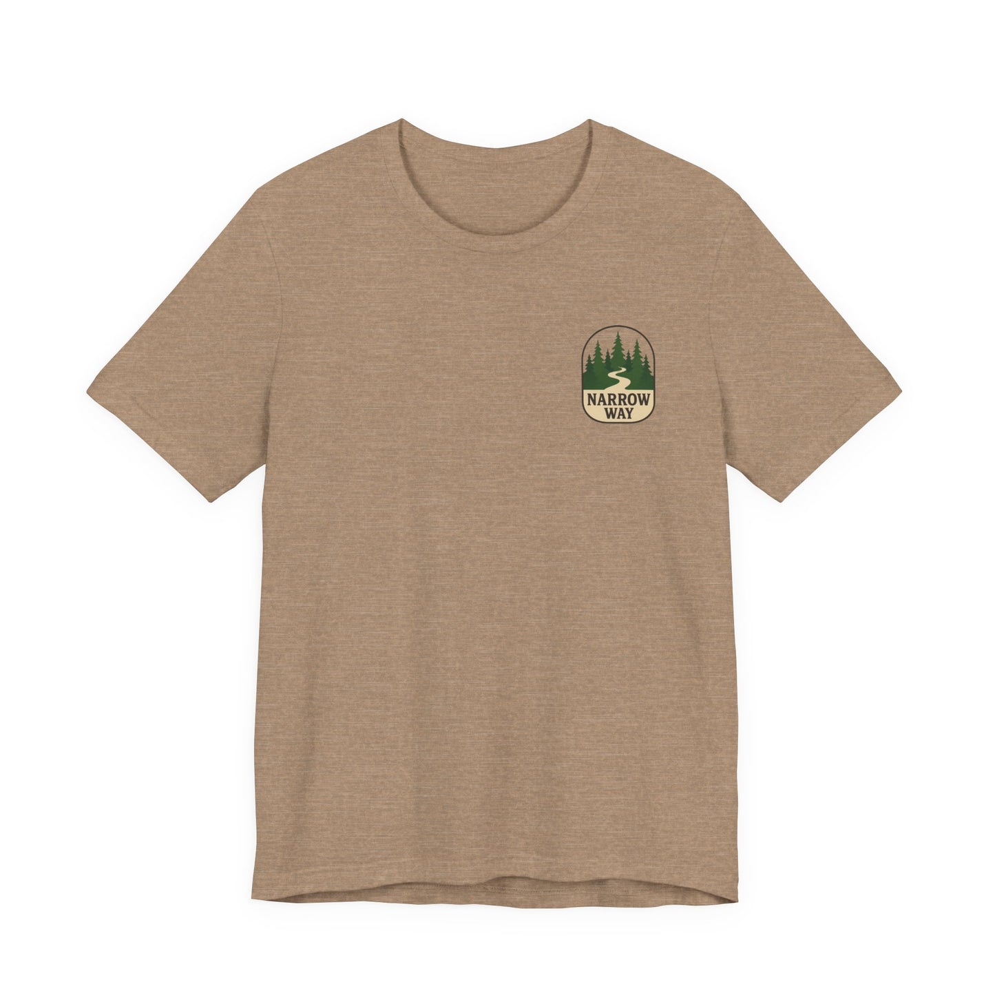 Mathew 7:13-14 KJV Unisex Tee, Eco-Friendly Graphic Shirt, Casual Outdoor Wear, Gift for Nature Lovers, Camping Outfit