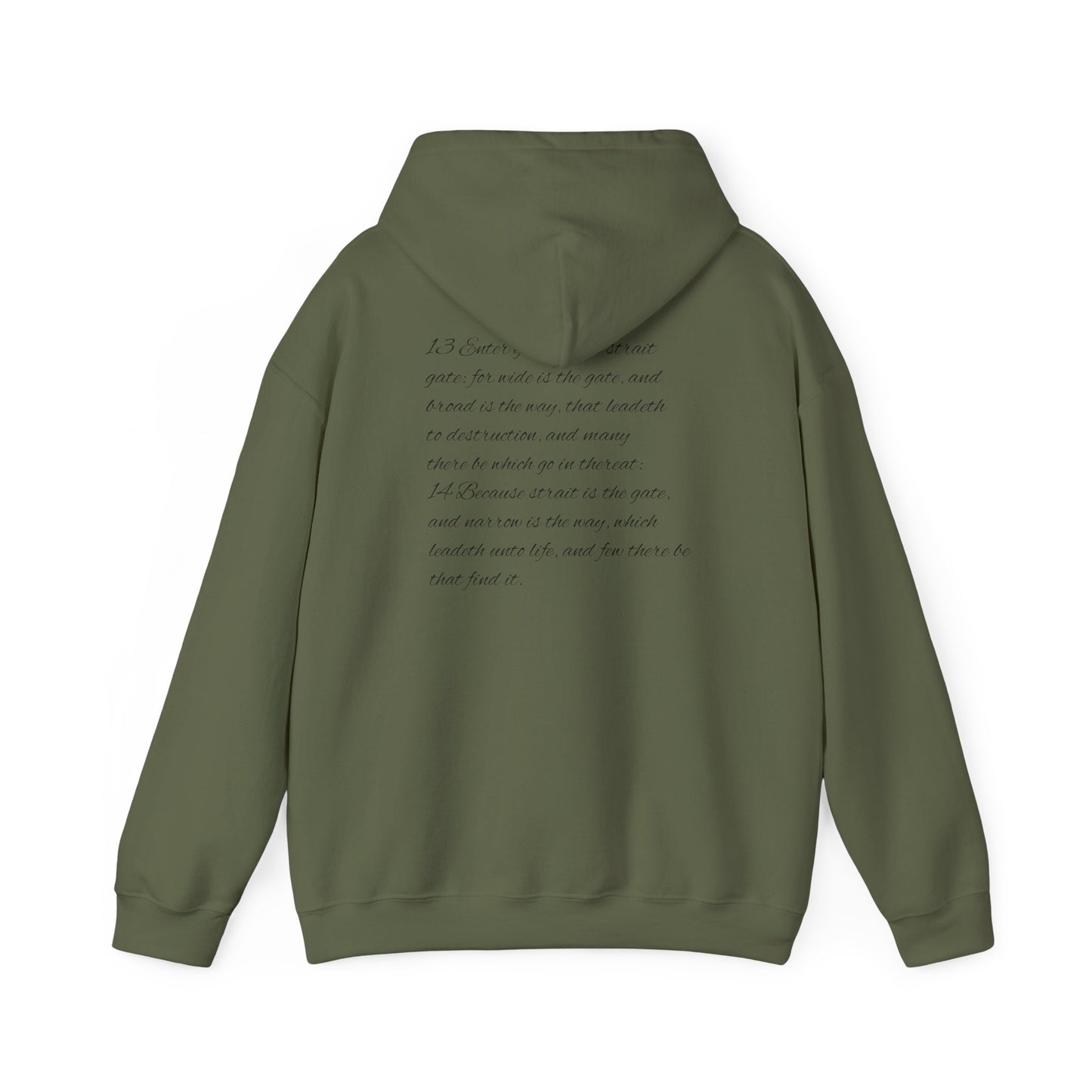 Mathew 7:13-14 Unisex Hoodie, Perfect for Outdoor Adventures, Campfires, Hiking, Gifting, Forest Lovers