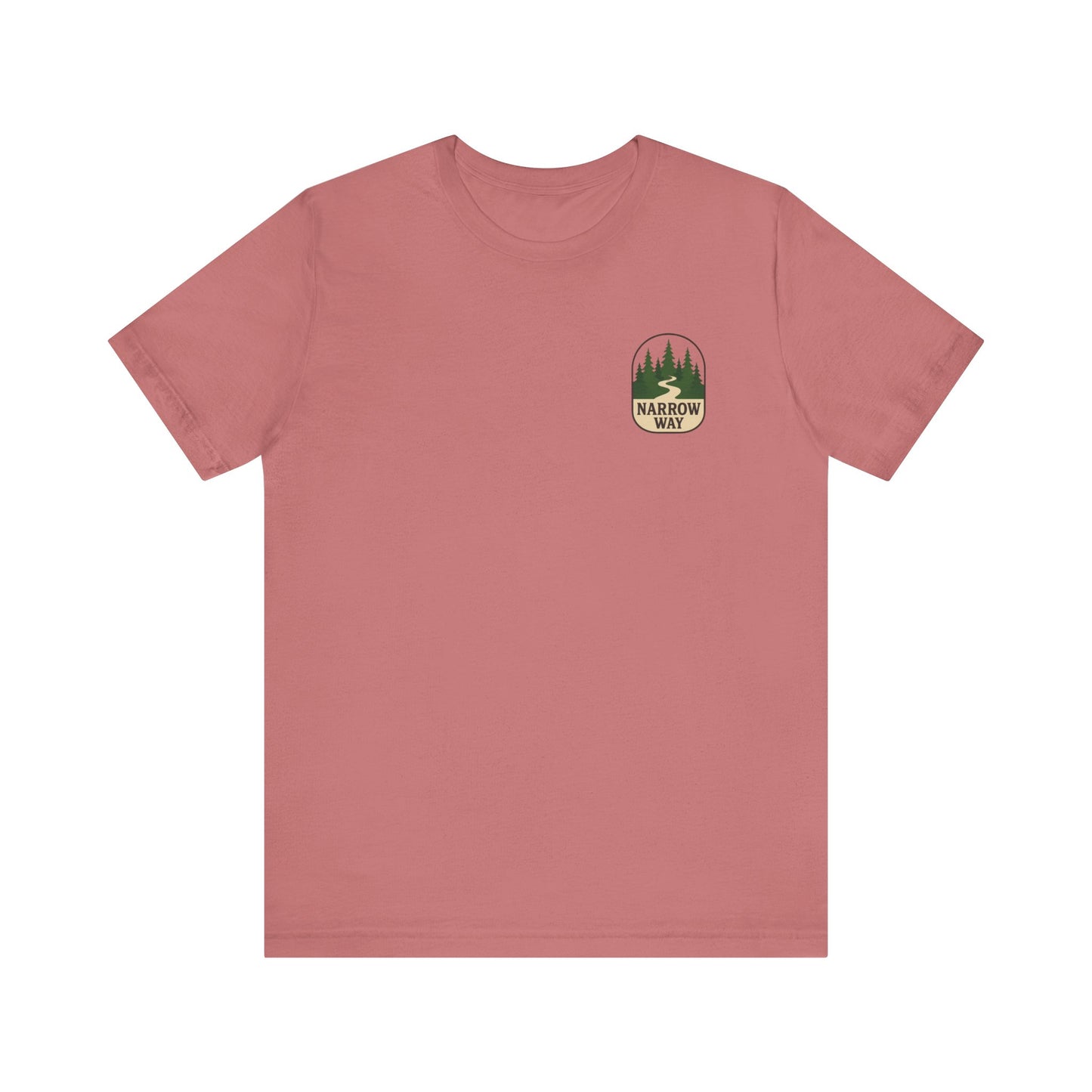 Mathew 7:13-14 KJV Unisex Tee, Eco-Friendly Graphic Shirt, Casual Outdoor Wear, Gift for Nature Lovers, Camping Outfit