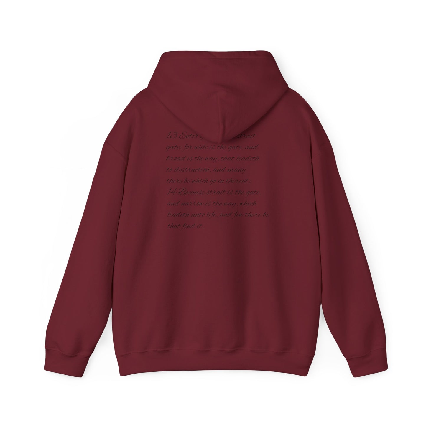 Mathew 7:13-14 Unisex Hoodie, Perfect for Outdoor Adventures, Campfires, Hiking, Gifting, Forest Lovers