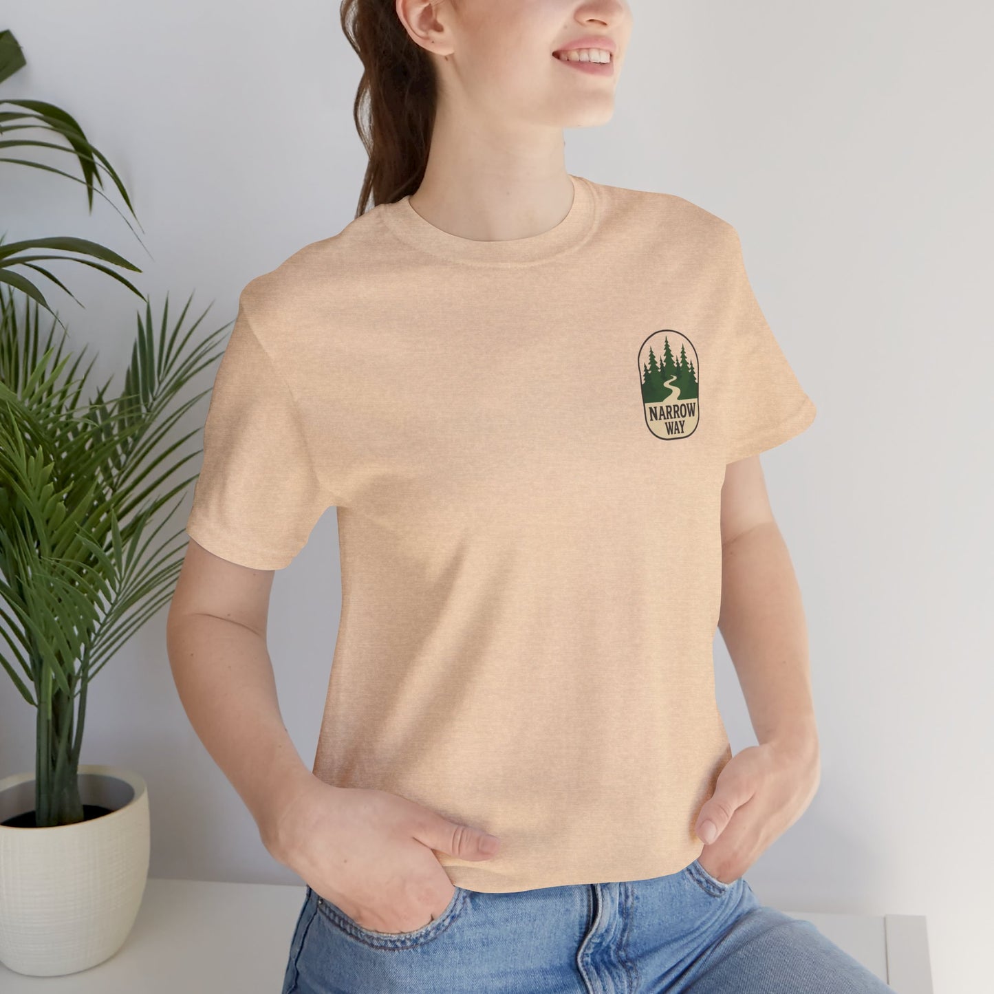 Mathew 7:13-14 KJV Unisex Tee, Eco-Friendly Graphic Shirt, Casual Outdoor Wear, Gift for Nature Lovers, Camping Outfit