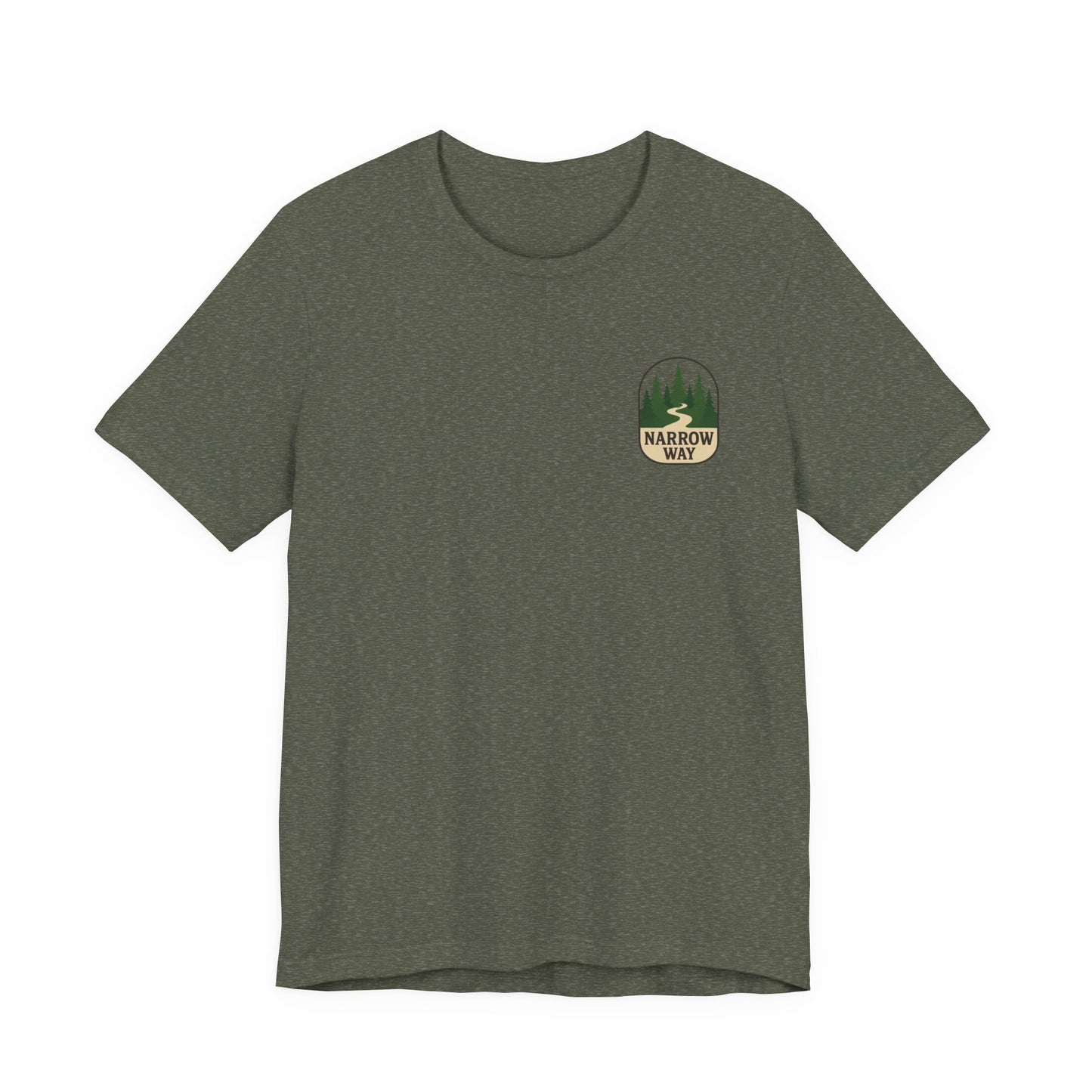Mathew 7:13-14 KJV Unisex Tee, Eco-Friendly Graphic Shirt, Casual Outdoor Wear, Gift for Nature Lovers, Camping Outfit