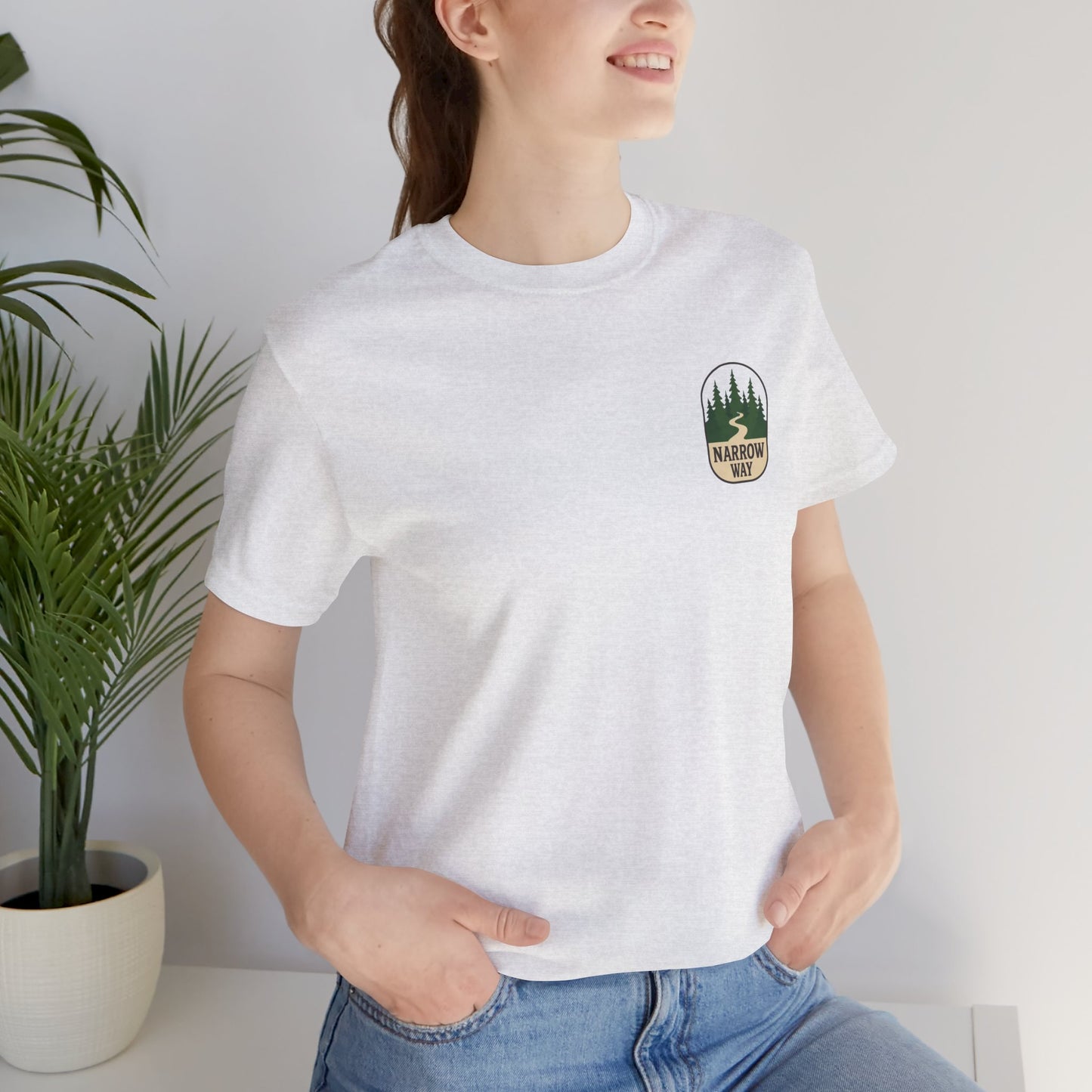 Mathew 7:13-14 KJV Unisex Tee, Eco-Friendly Graphic Shirt, Casual Outdoor Wear, Gift for Nature Lovers, Camping Outfit