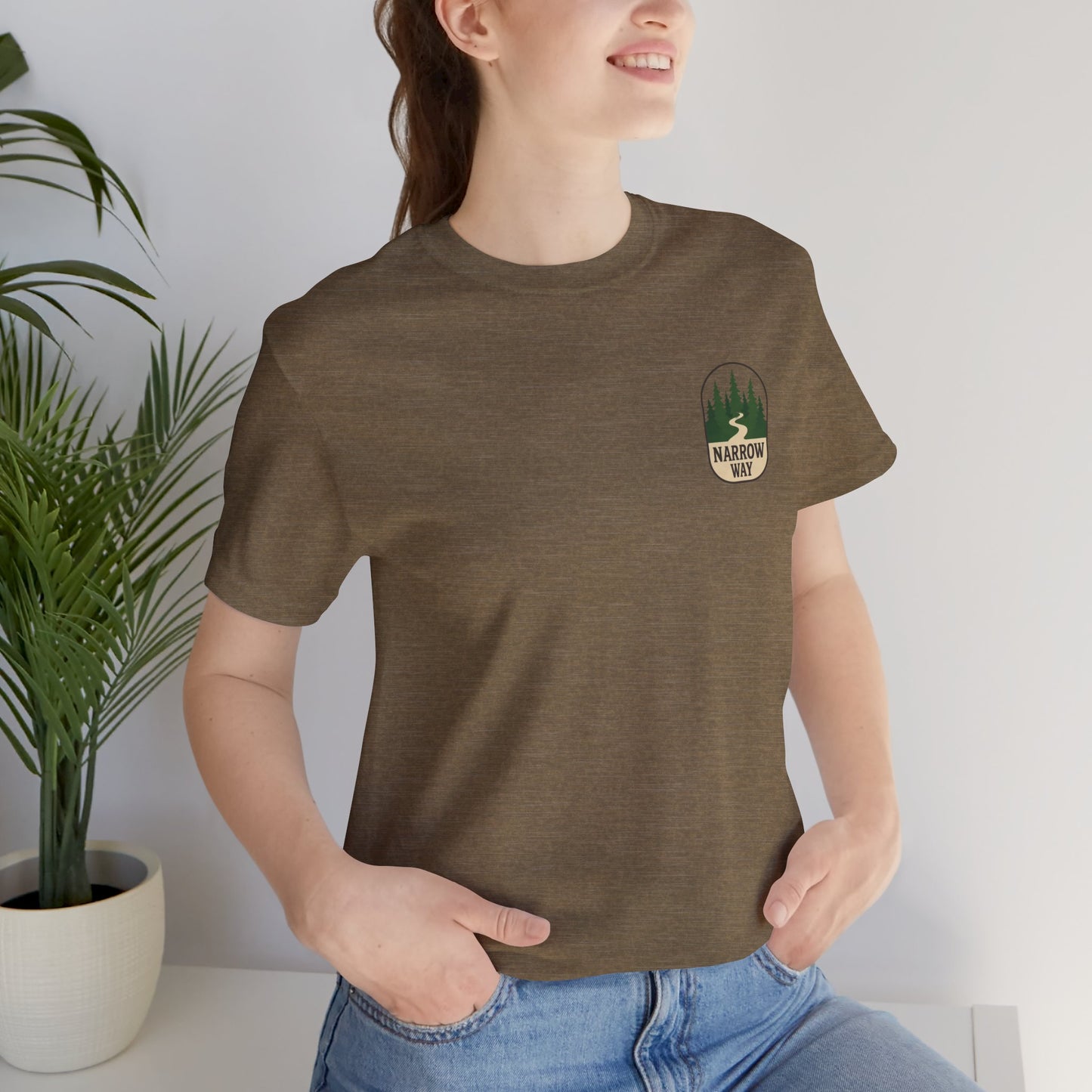 Mathew 7:13-14 KJV Unisex Tee, Eco-Friendly Graphic Shirt, Casual Outdoor Wear, Gift for Nature Lovers, Camping Outfit