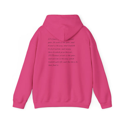 Mathew 7:13-14 Unisex Hoodie, Perfect for Outdoor Adventures, Campfires, Hiking, Gifting, Forest Lovers