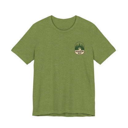 Mathew 7:13-14 KJV Unisex Tee, Eco-Friendly Graphic Shirt, Casual Outdoor Wear, Gift for Nature Lovers, Camping Outfit