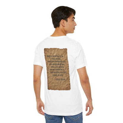 Fred Bear Quote Unisex Tee, Eco-Friendly Graphic Shirt, Casual Outdoor Wear, Gift for Nature Lovers, Camping Outfit