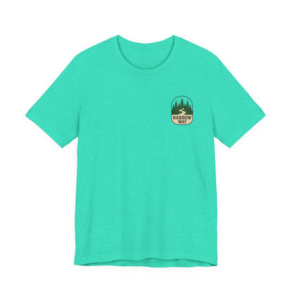 Mathew 7:13-14 KJV Unisex Tee, Eco-Friendly Graphic Shirt, Casual Outdoor Wear, Gift for Nature Lovers, Camping Outfit