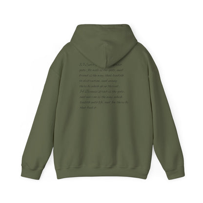 Mathew 7:13-14 Unisex Hoodie, Perfect for Outdoor Adventures, Campfires, Hiking, Gifting, Forest Lovers