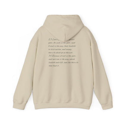 Mathew 7:13-14 Unisex Hoodie, Perfect for Outdoor Adventures, Campfires, Hiking, Gifting, Forest Lovers
