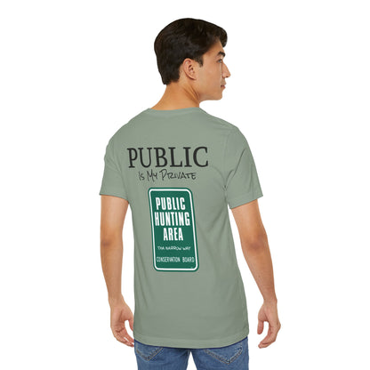 Public is My Private Unisex Tee, Eco-Friendly Graphic Shirt, Casual Outdoor Wear, Gift for Nature Lovers, Camping Outfit