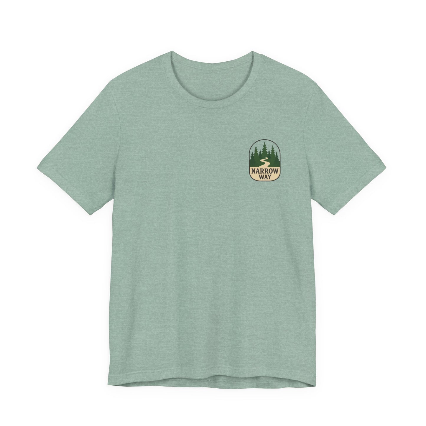 Mathew 7:13-14 KJV Unisex Tee, Eco-Friendly Graphic Shirt, Casual Outdoor Wear, Gift for Nature Lovers, Camping Outfit