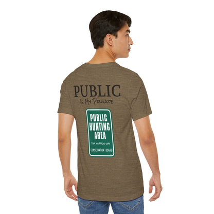 Public is My Private Unisex Tee, Eco-Friendly Graphic Shirt, Casual Outdoor Wear, Gift for Nature Lovers, Camping Outfit