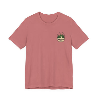 Mathew 7:13-14 KJV Unisex Tee, Eco-Friendly Graphic Shirt, Casual Outdoor Wear, Gift for Nature Lovers, Camping Outfit