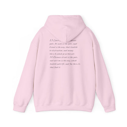 Mathew 7:13-14 Unisex Hoodie, Perfect for Outdoor Adventures, Campfires, Hiking, Gifting, Forest Lovers