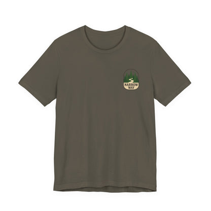Mathew 7:13-14 KJV Unisex Tee, Eco-Friendly Graphic Shirt, Casual Outdoor Wear, Gift for Nature Lovers, Camping Outfit