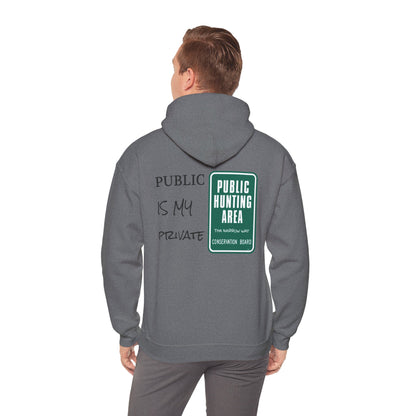 Public is my Private Unisex Hoodie, Perfect for Outdoor Adventures, Campfires, Hiking, Gifting, Forest Lovers