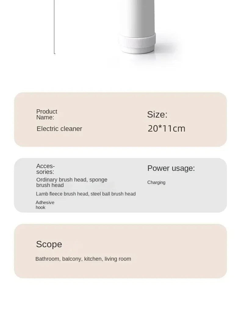 Multi-Functional Electric Cleaning Brush – Wireless Handheld Power Scrubber for Kitchen & Bathroom