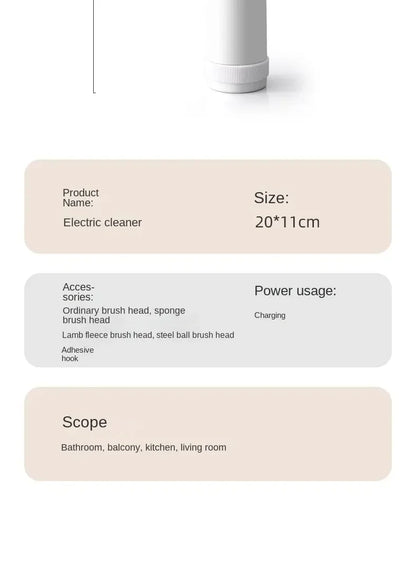 Multi-Functional Electric Cleaning Brush – Wireless Handheld Power Scrubber for Kitchen & Bathroom