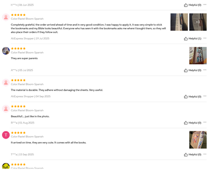 Pestañas para Biblia en Español, 75 Piezas | Diseño Floral, Laminadas y Fáciles de Colocar | Incluye Antiguo y Nuevo Testamento