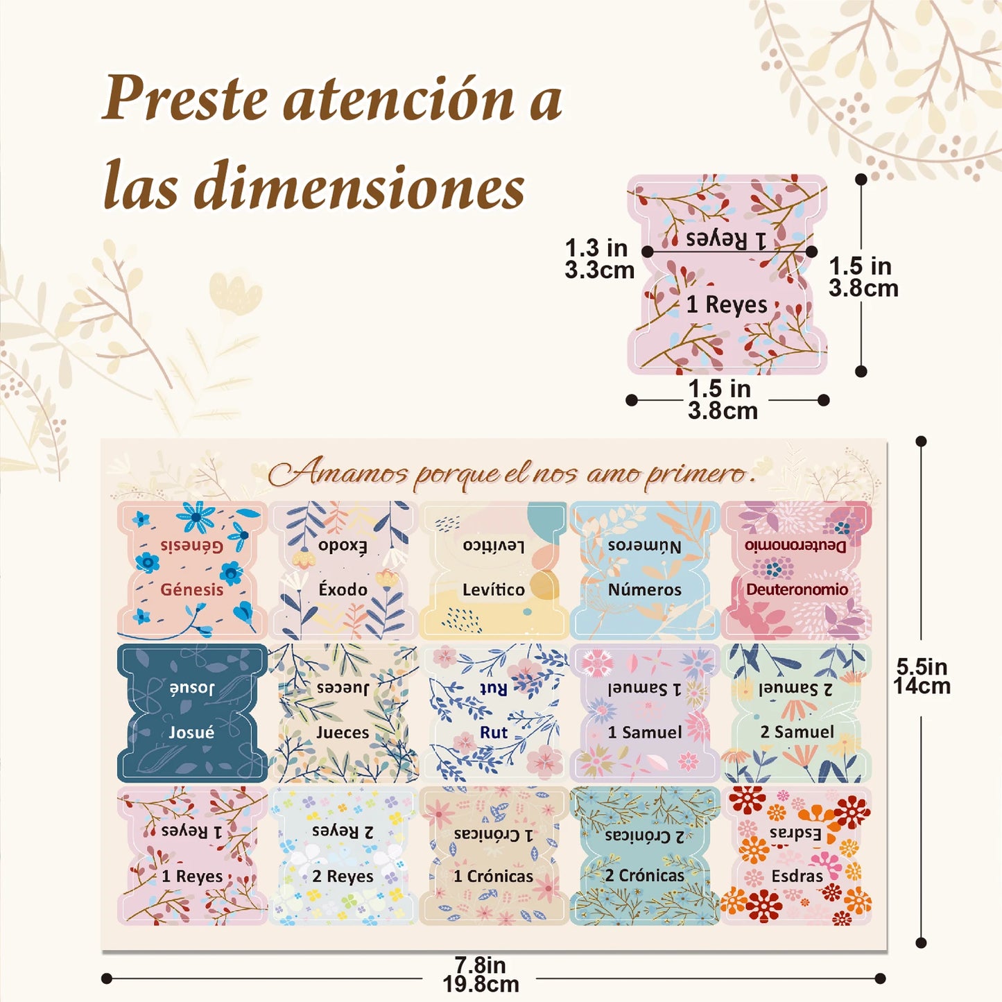 Pestañas para Biblia en Español, 75 Piezas | Diseño Floral, Laminadas y Fáciles de Colocar | Incluye Antiguo y Nuevo Testamento